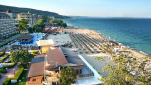 Panorama of the well-known resort in Bulgaria - Sunny Beach.
